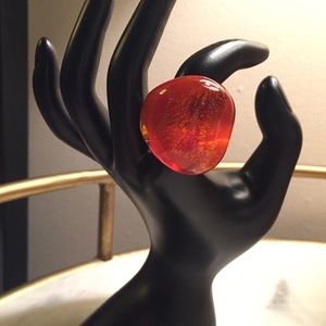 “Hillary London” Red Glass Bubble Ring